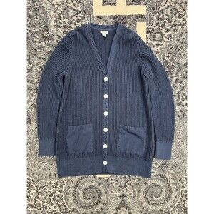 Womens Vintage Ll Bean Knit Cardigan Sweater Blue Size Medium